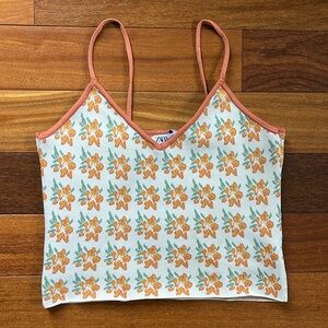Zara size medium orange flowered top